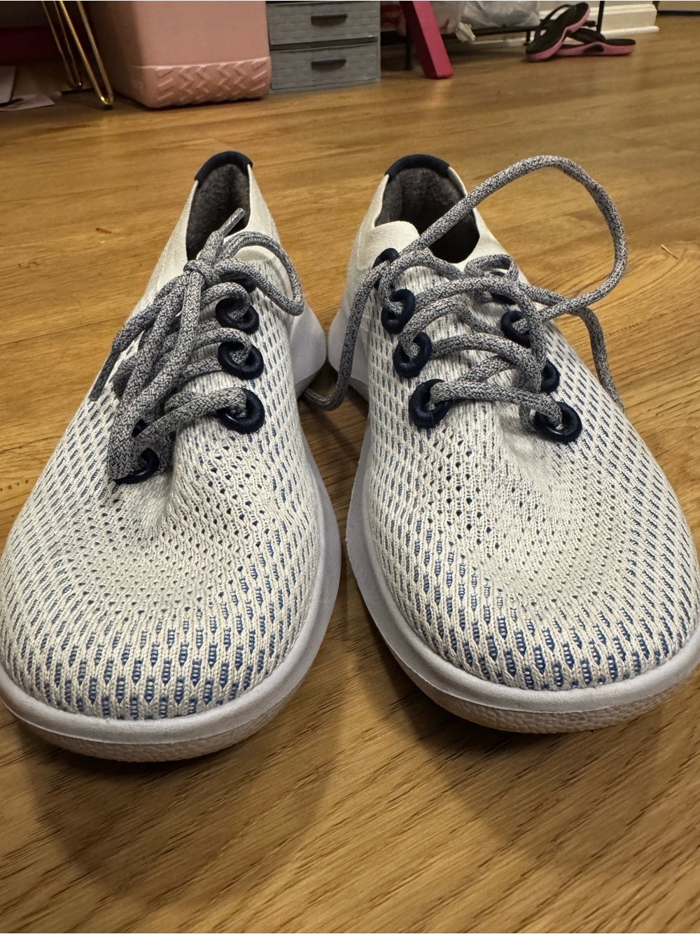allbirds White and Navy Knit Slip-On Shoes with White Insole, 10.5 - Picture 5 of 6